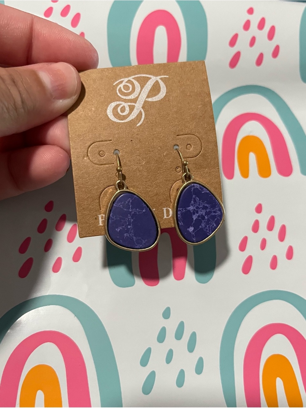 Plunder Purple Teardrop Stone Dangle Earrings